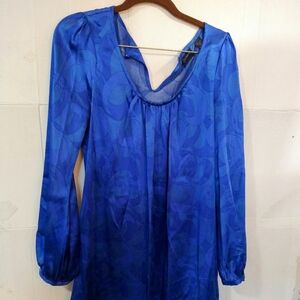 Adorable & Luxurious Pure Silk Bold Blue Ruffle Dress
